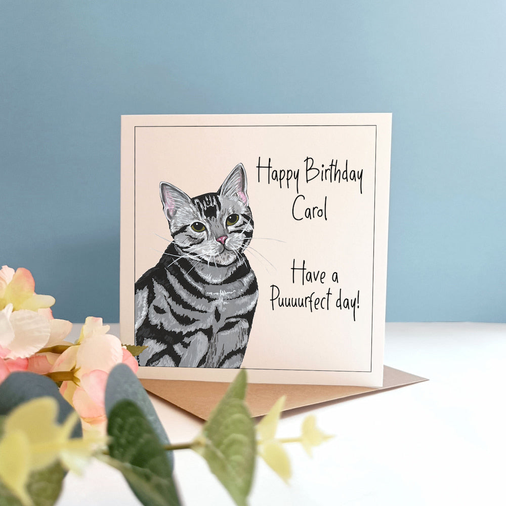 Personalised Cat Birthday Card