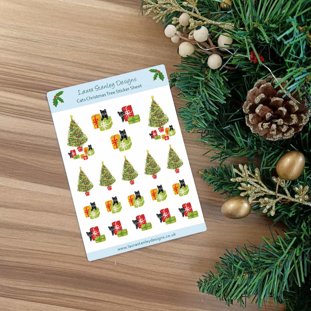Cats Christmas Tree Sticker Sheet