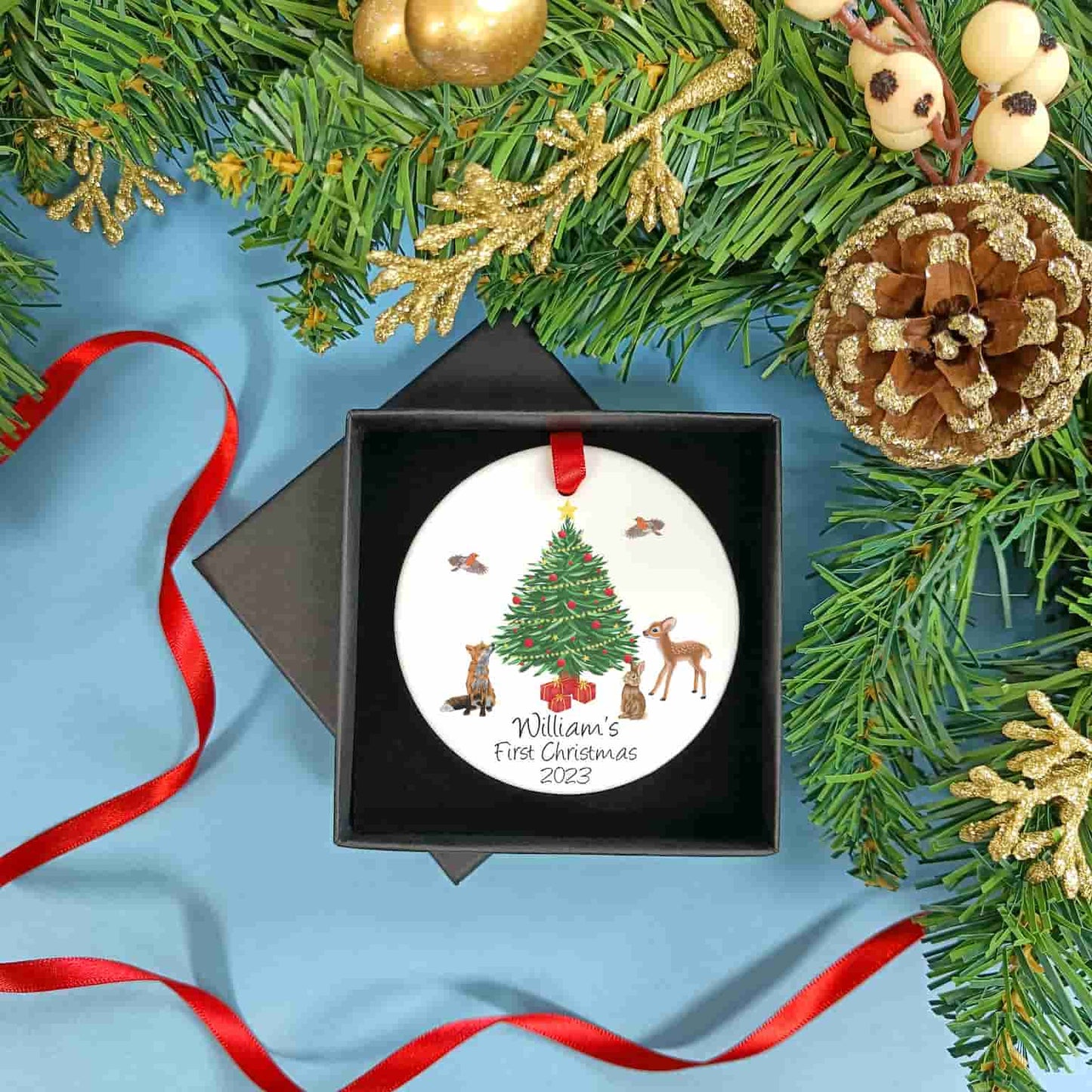 Personalised baby's first Christmas decoration