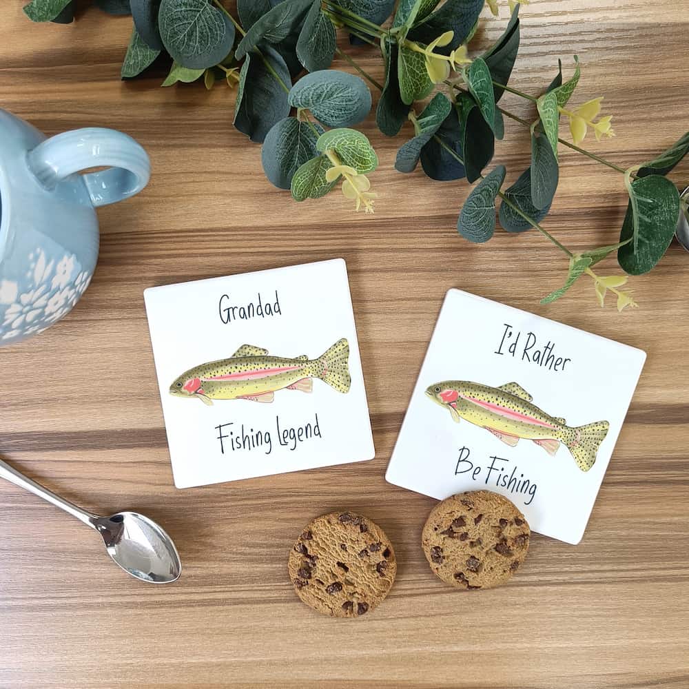 Personalised Fishing Ceramic Coaster