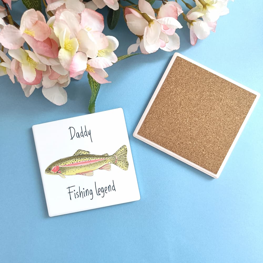 Personalised Fishing Ceramic Coaster