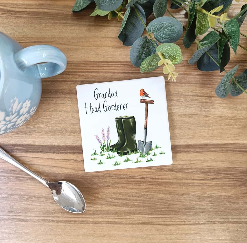 Personalised Head Gardener Ceramic Coaster