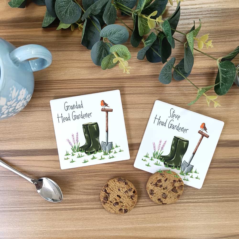 Personalised Head Gardener Ceramic Coaster