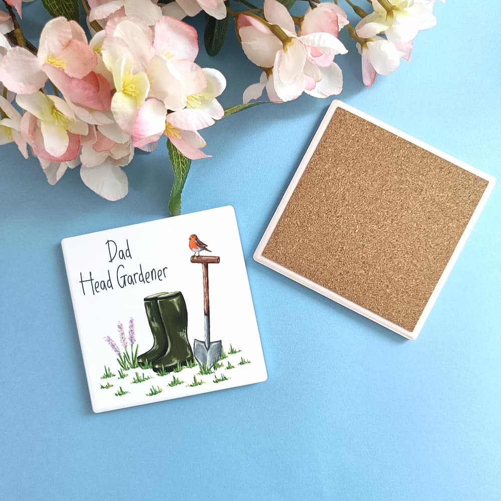 Personalised Head Gardener Ceramic Coaster