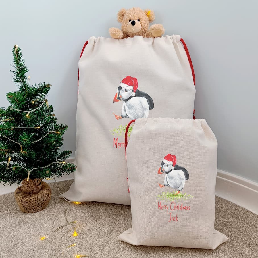 Personalised Puffin Christmas Sacks