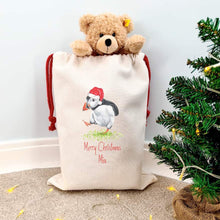 Load image into Gallery viewer, personalised Puffin Christmas sack
