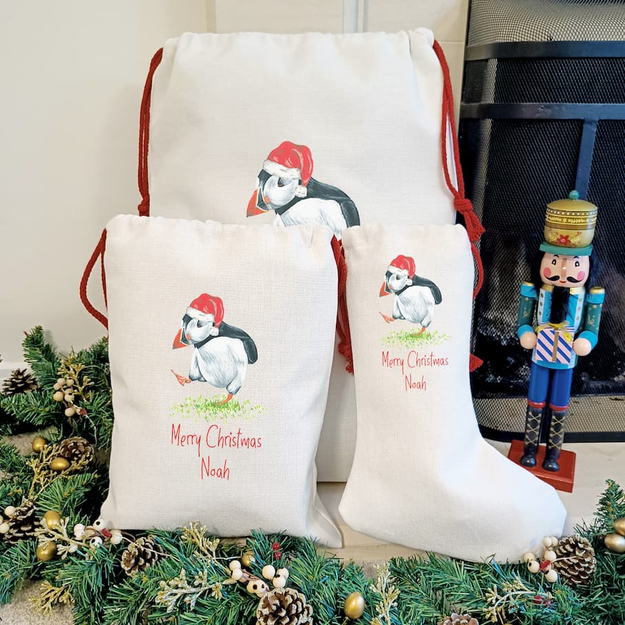 Personalised Puffin Christmas Stocking
