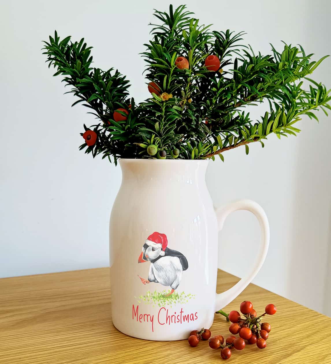 Puffin Christmas Vase