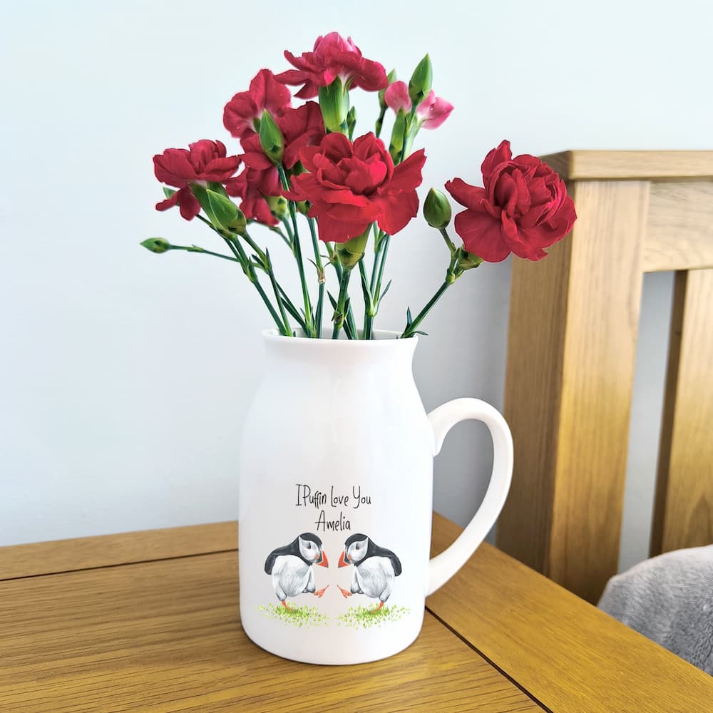 Personalised I Puffin Love You Vase