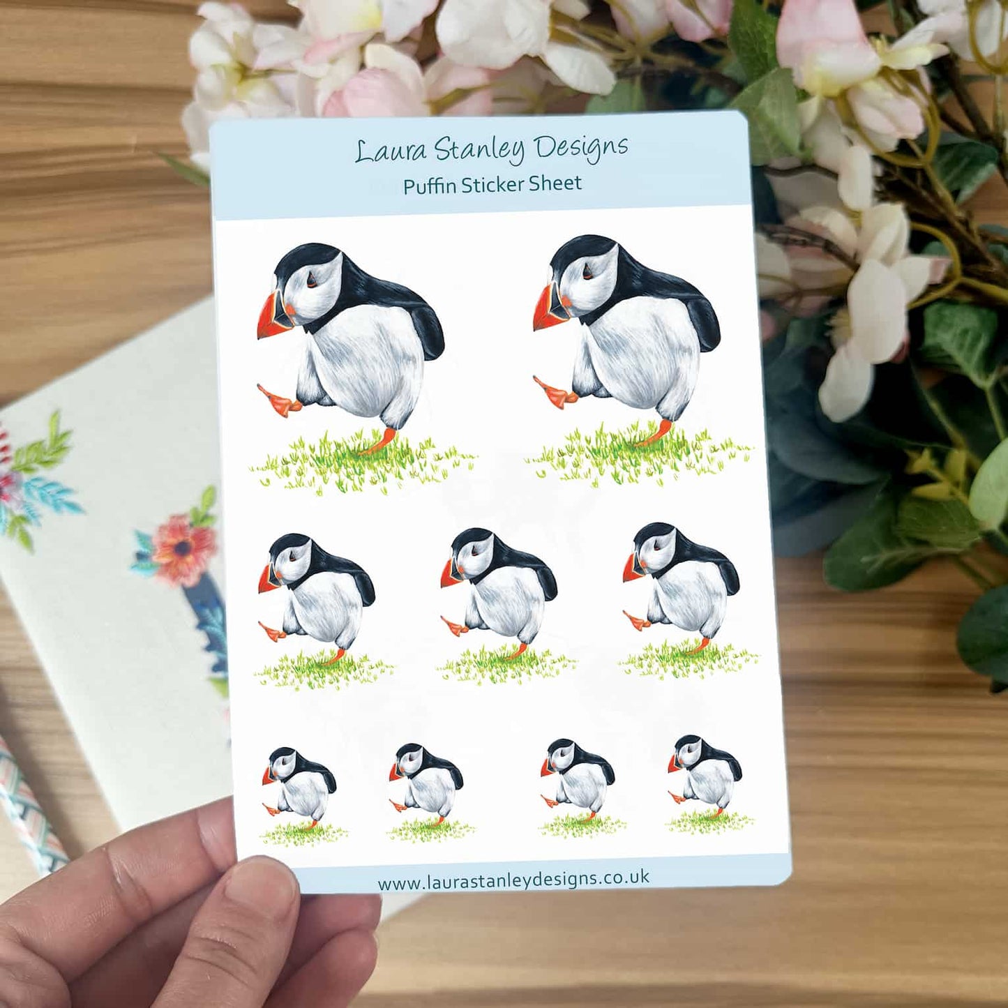 Illustrated Puffin Sticker Sheet