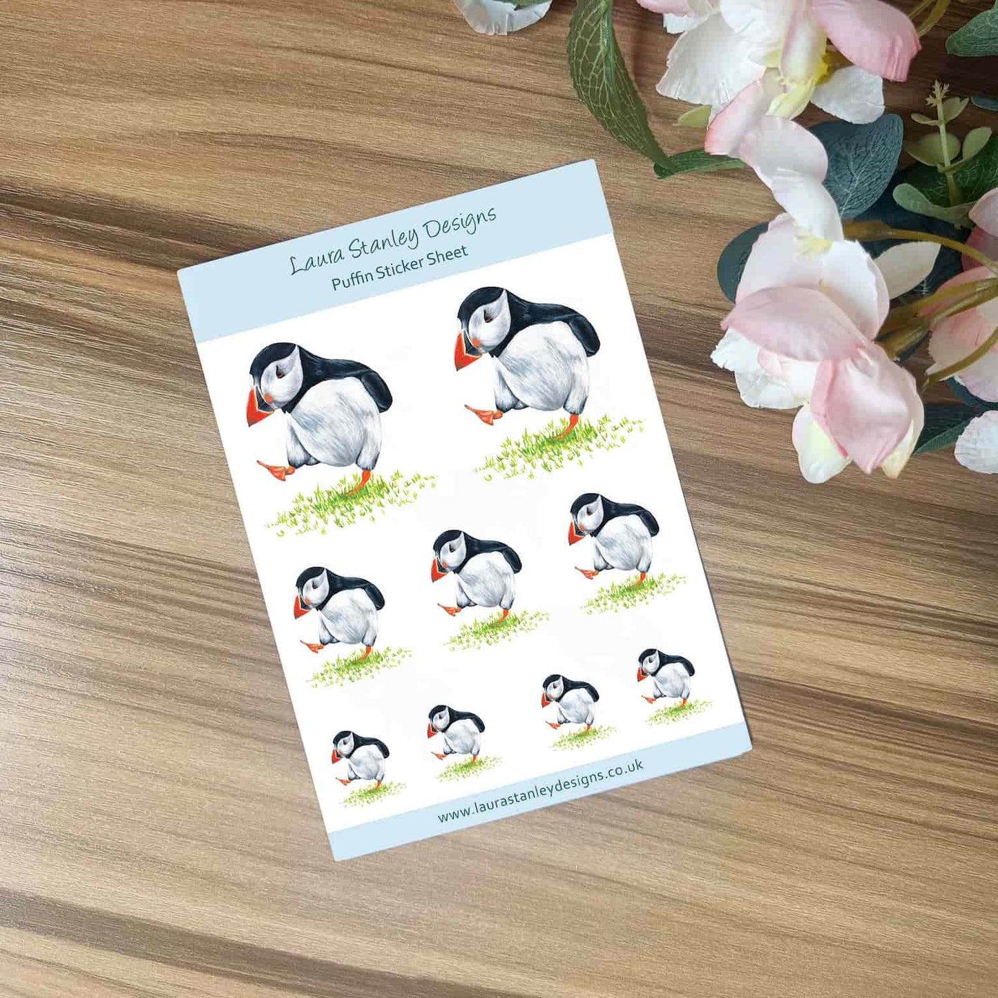 Illustrated Puffin Sticker Sheet