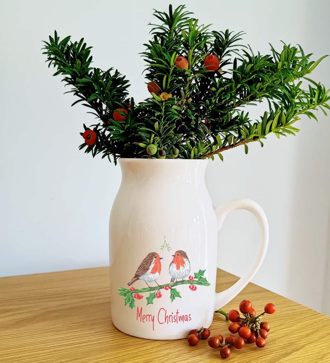 Christmas Robin Flower Jug