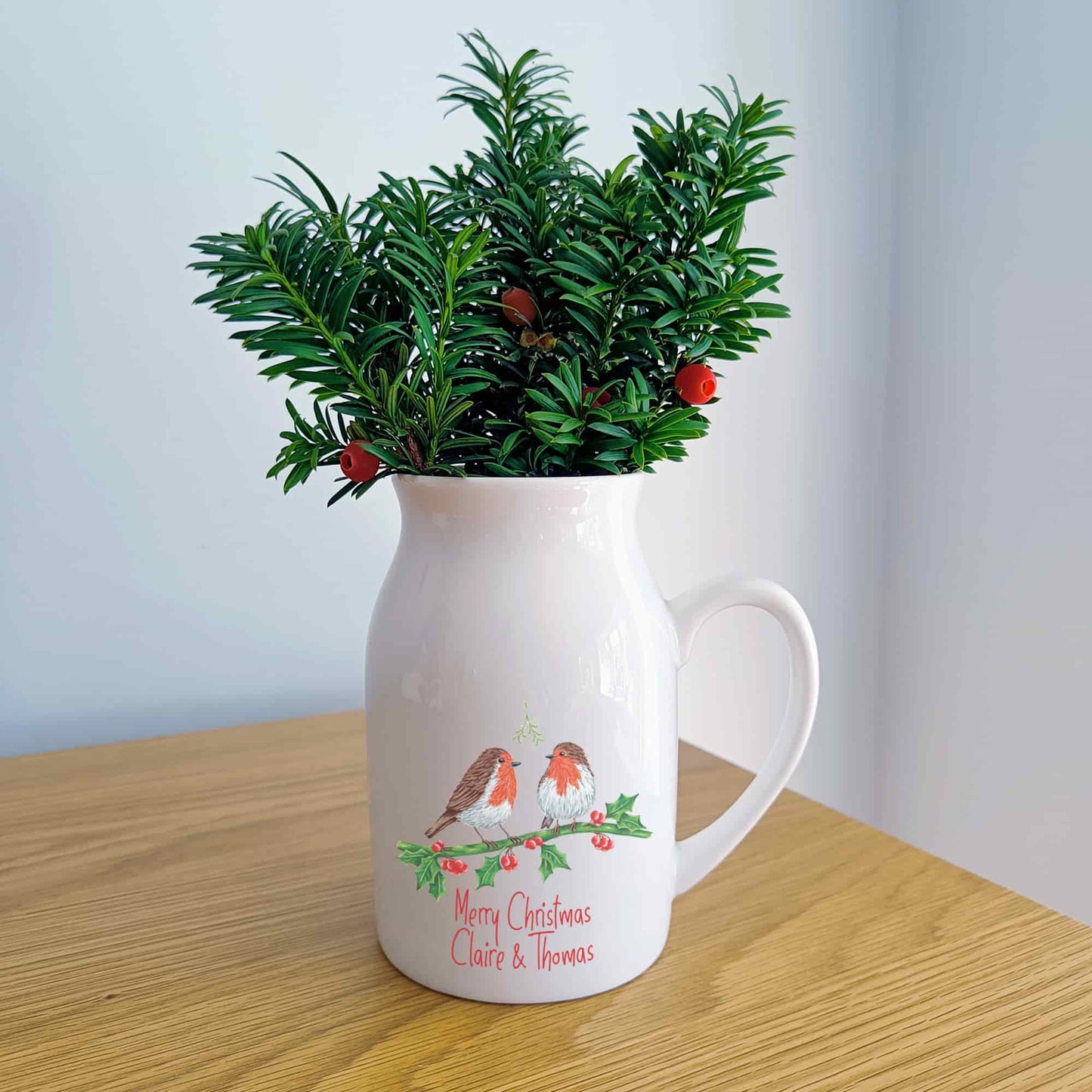 Christmas Robin Flower Jug
