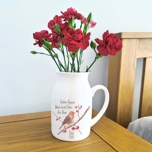 personalised memorial robin vase