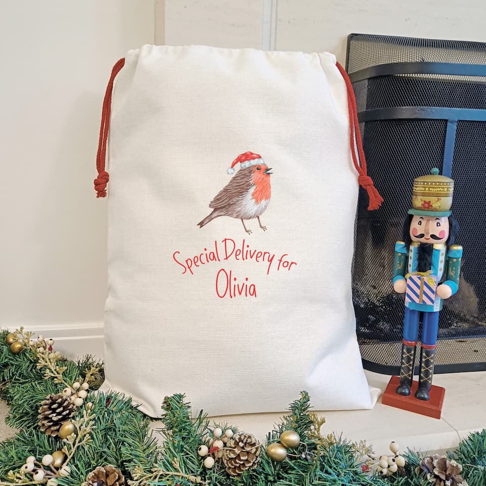 Personalised Robin Christmas Sacks