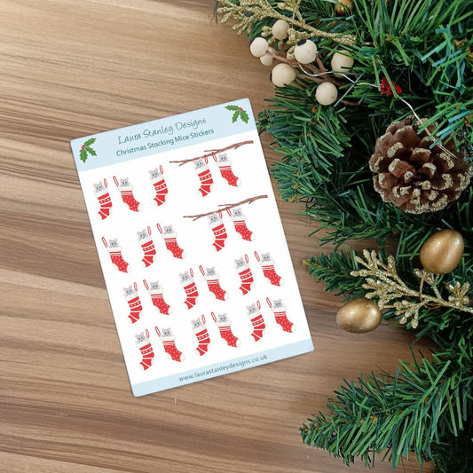 Mice Christmas Stocking Sticker Sheet