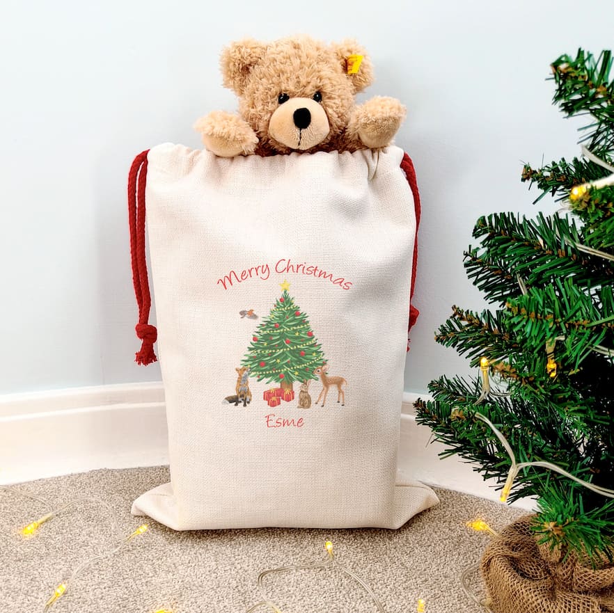 Personalised Woodland Animals Christmas Sacks