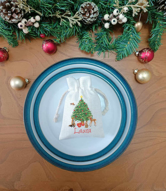Personalised Woodland Christmas Gift Bag