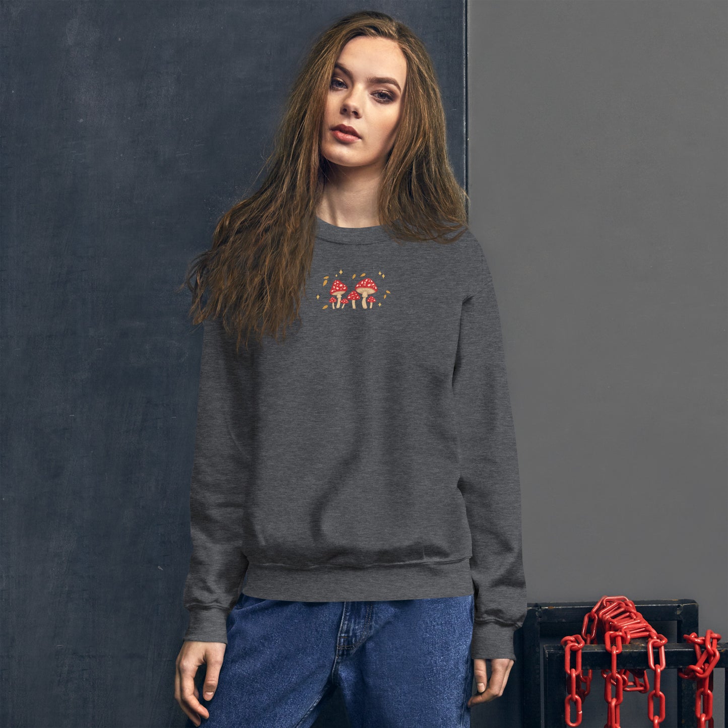 Mushroom Jumper | Autumn Sweater | Toadstools, Falling Leaves and Stars
