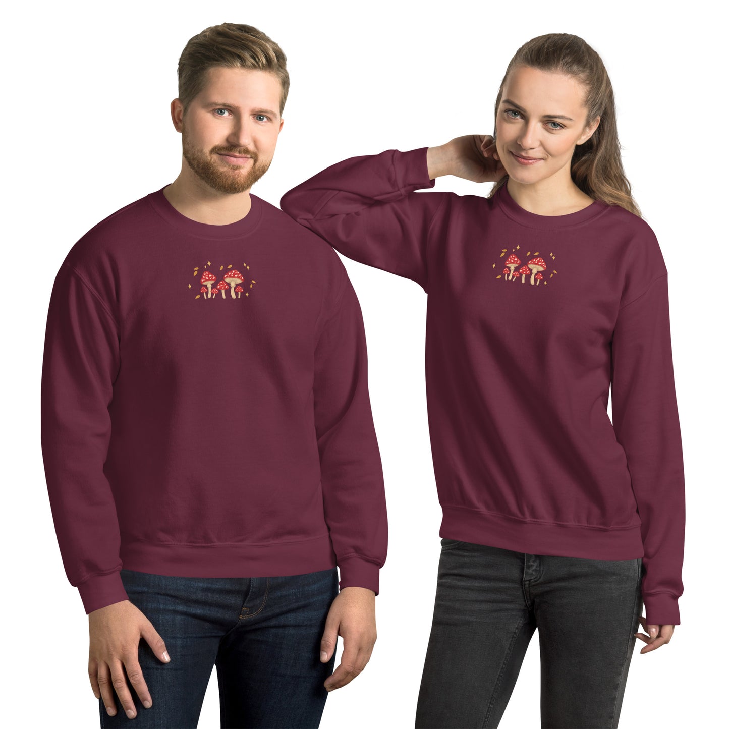 Mushroom Jumper | Autumn Sweater | Toadstools, Falling Leaves and Stars