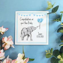 Load image into Gallery viewer, Personalised New Baby Elephant Card
