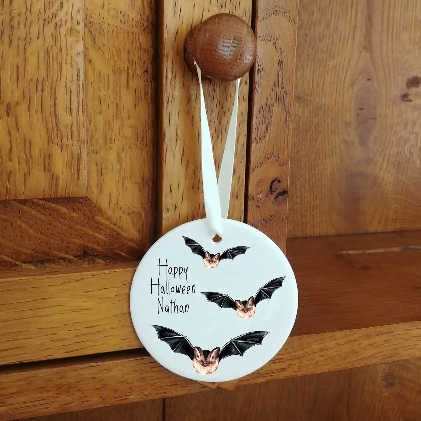 Baby's First Halloween Ceramic Ornament | Spooky Bat Design