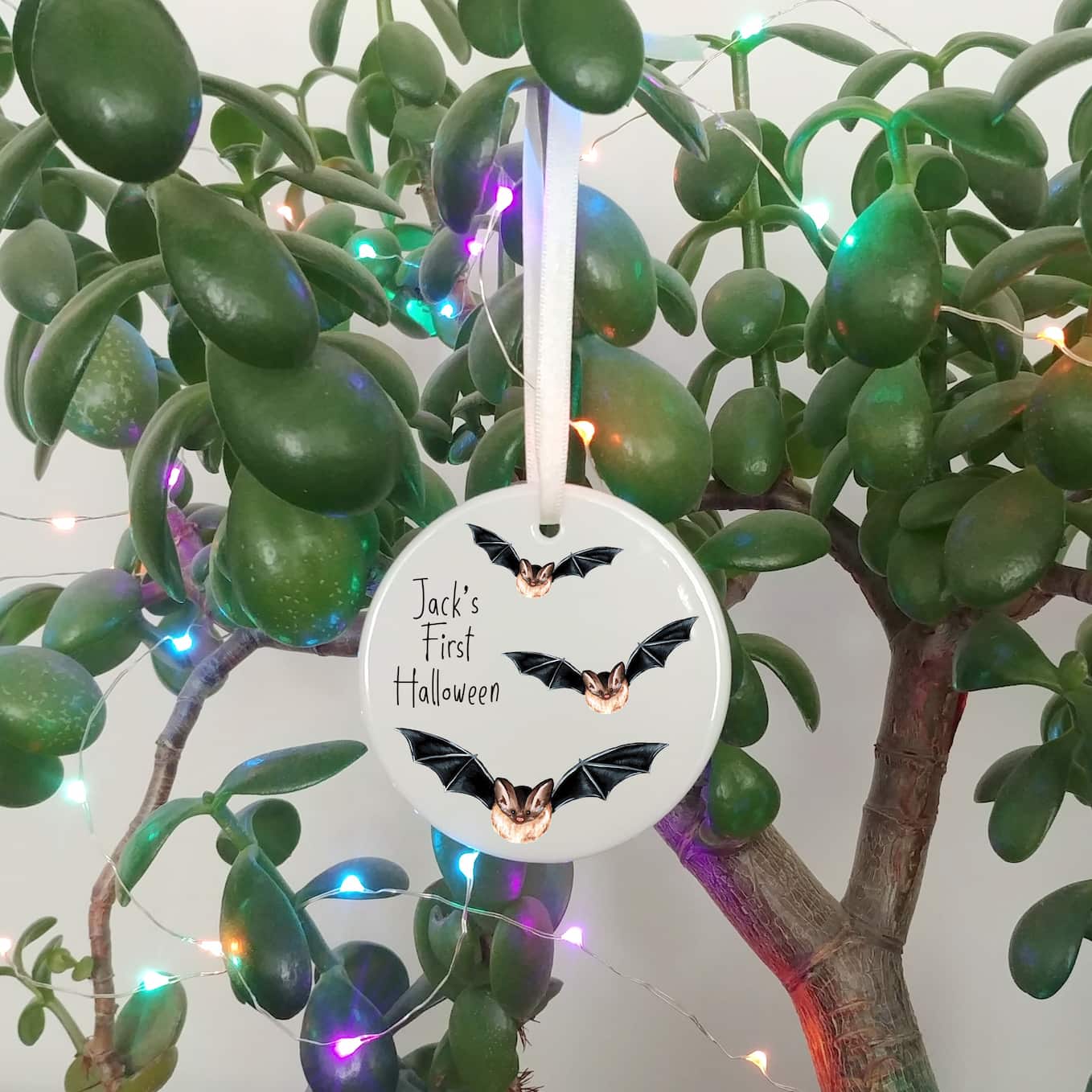Baby's First Halloween Ceramic Ornament | Spooky Bat Design