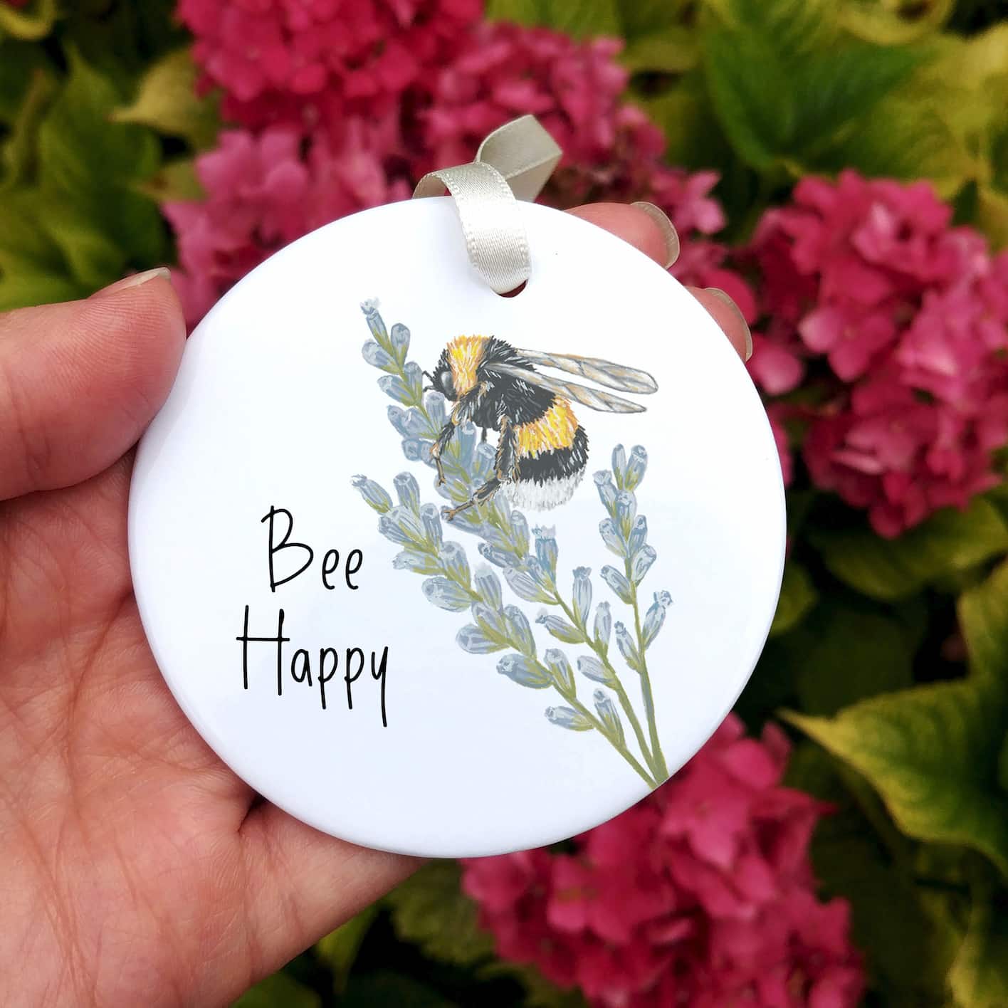 Bee Happy Ceramic Hanging Ornament | Bumble Bee Keepsake