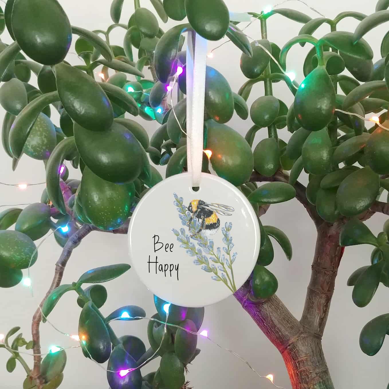 Bee Happy Ceramic Hanging Ornament | Bumble Bee Keepsake