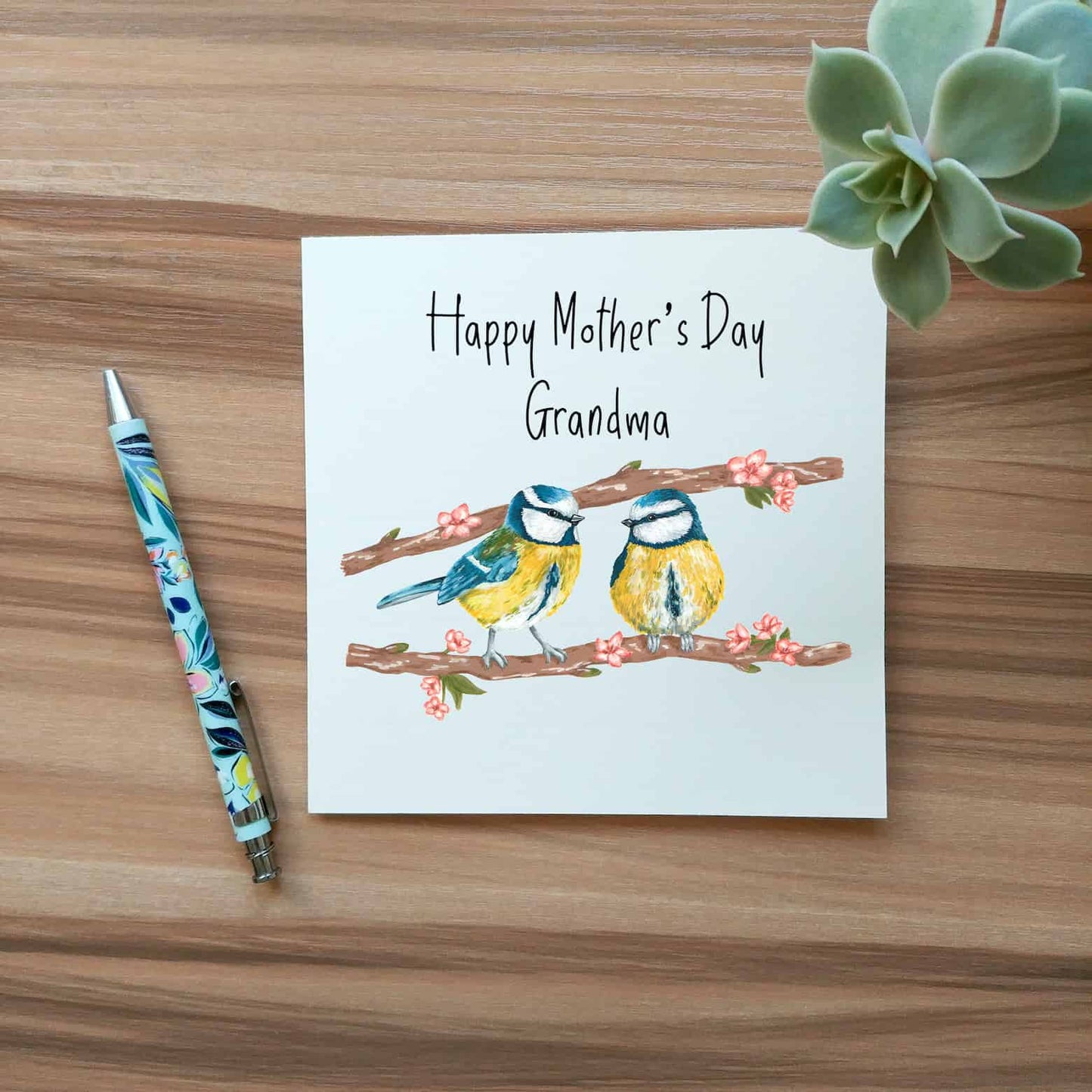 Illustrated Blue Tit Birthday Card