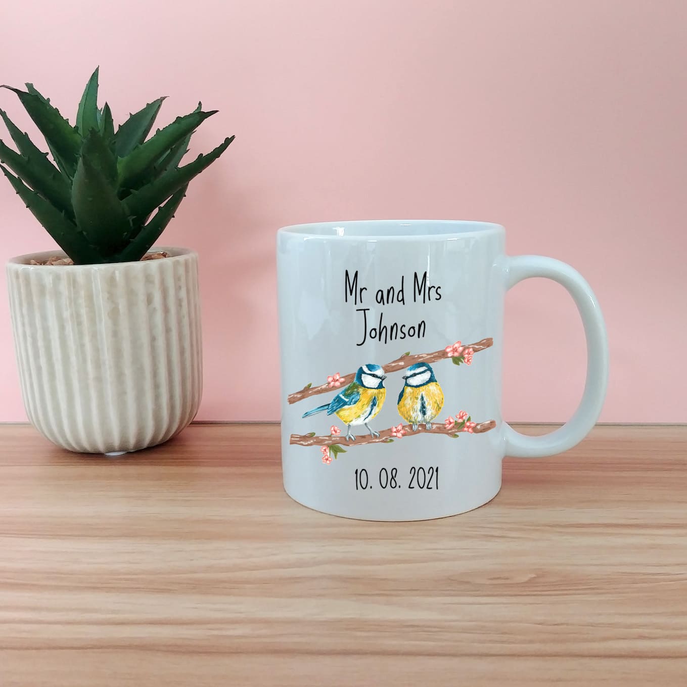Personalised Mr and Mrs Bluetit Mug