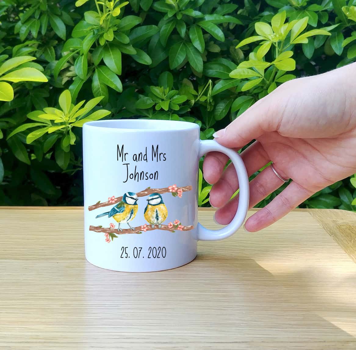 Personalised Mr and Mrs Bluetit Mug