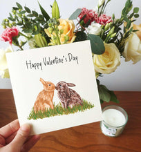 Load image into Gallery viewer, Personalised Kissing Bunnies Valentine&#39;s Day Card
