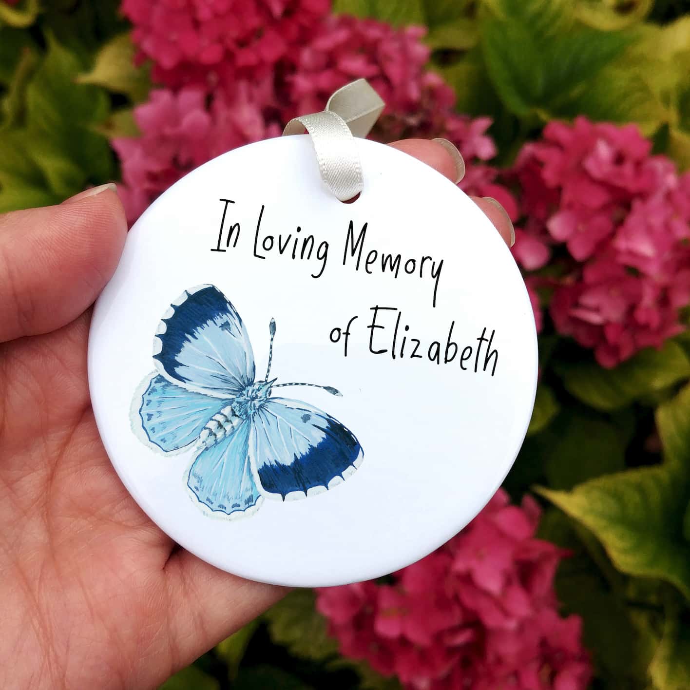 In Loving Memory Of Butterfly Ceramic Hanging Ornament | Personalised Keepsake