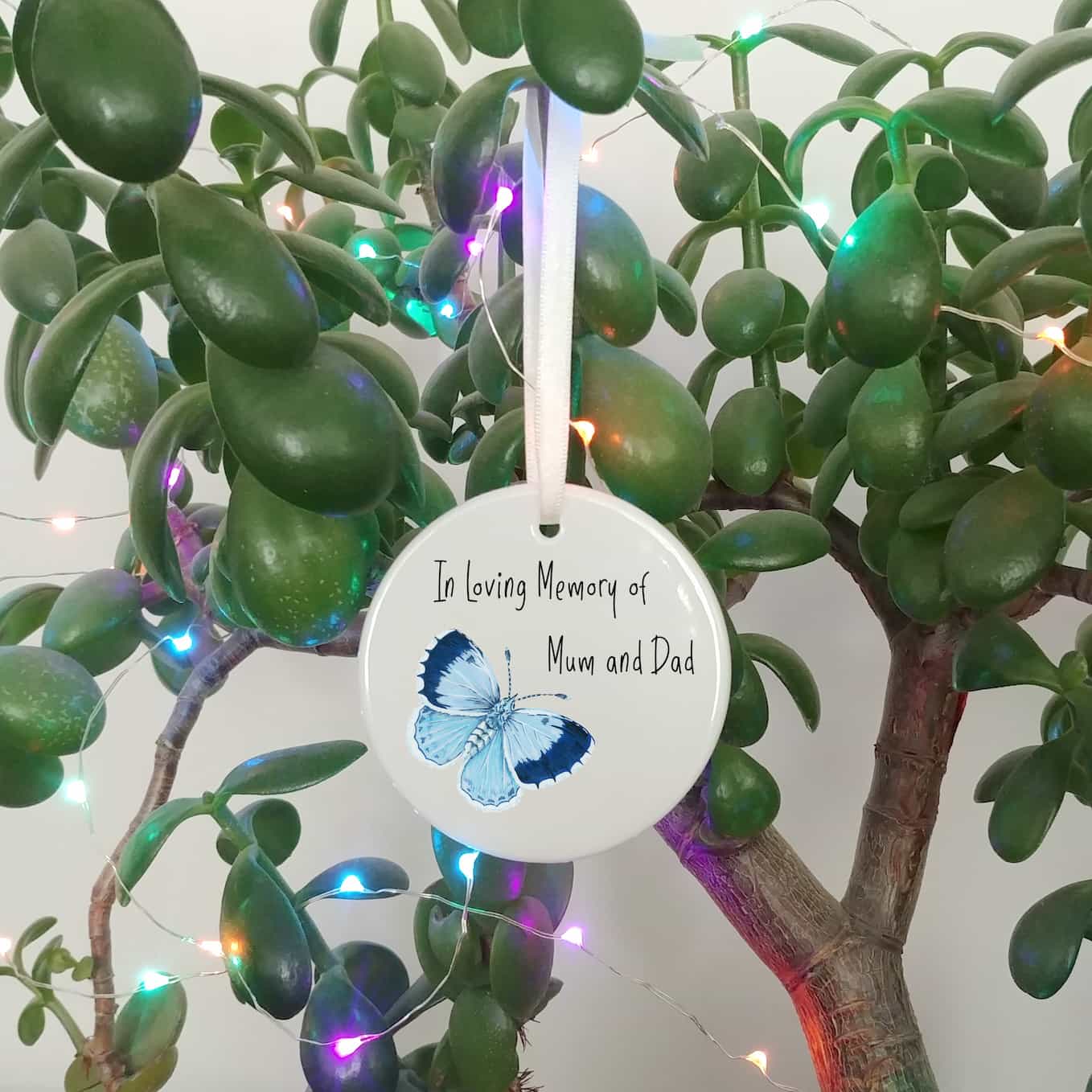In Loving Memory Of Butterfly Ceramic Hanging Ornament | Personalised Keepsake