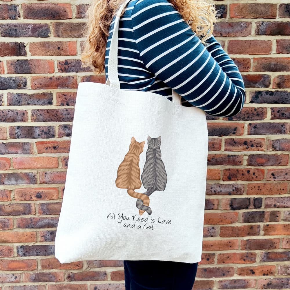 All You Need is Love and a Cat Tote Bag | Cat Couple Bag