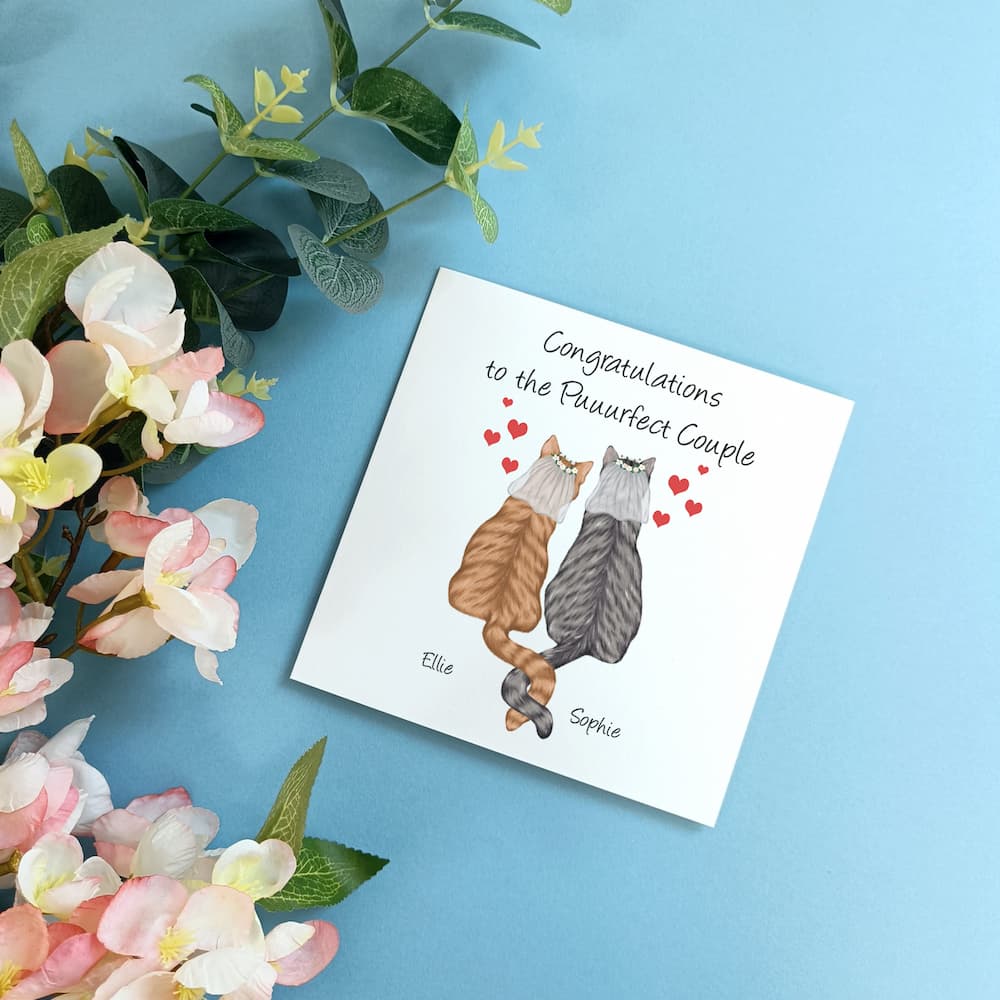 Personalised Cat Wedding Card