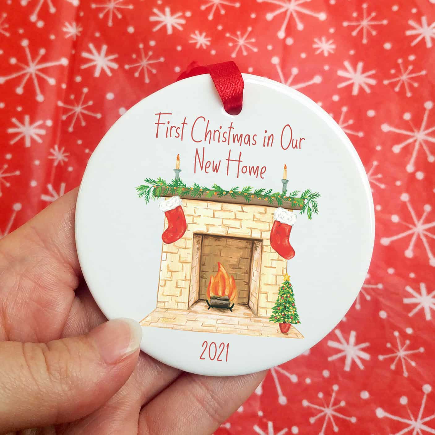 Personalised New Home Christmas Decoration | First Home Ceramic Hanging Ornament
