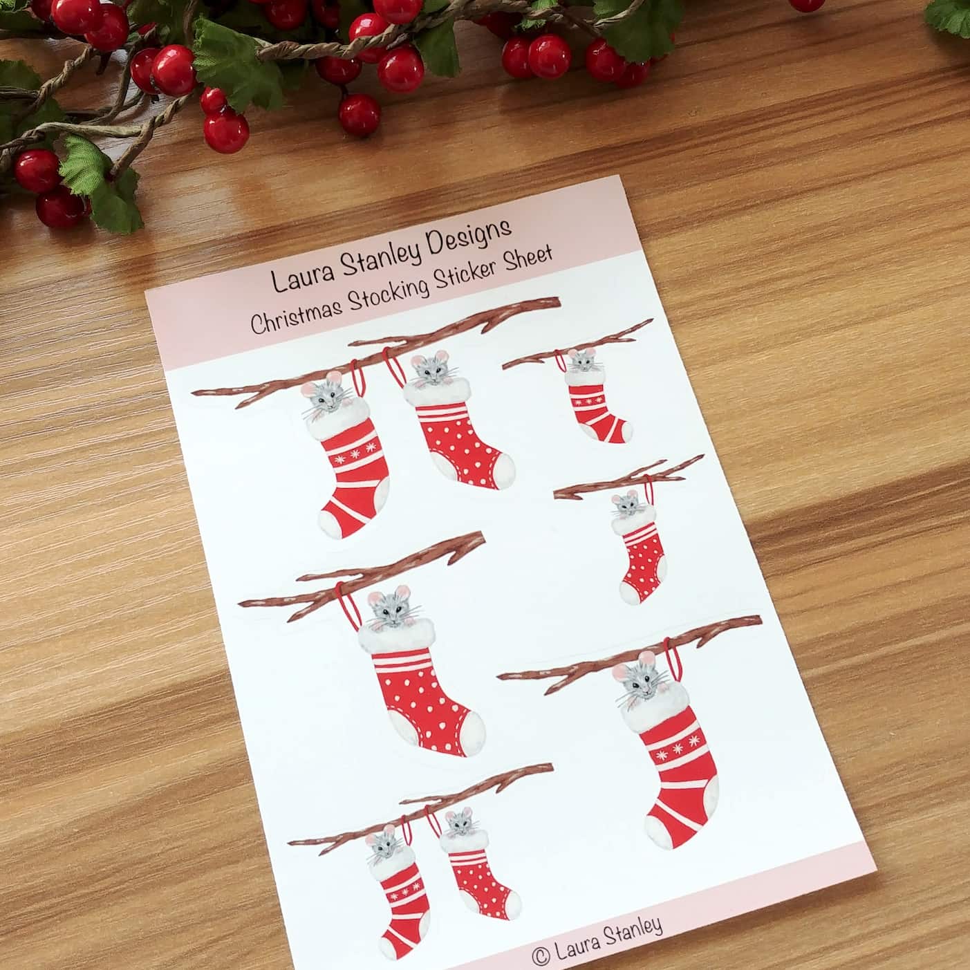 Mice Christmas Stocking Sticker Sheet