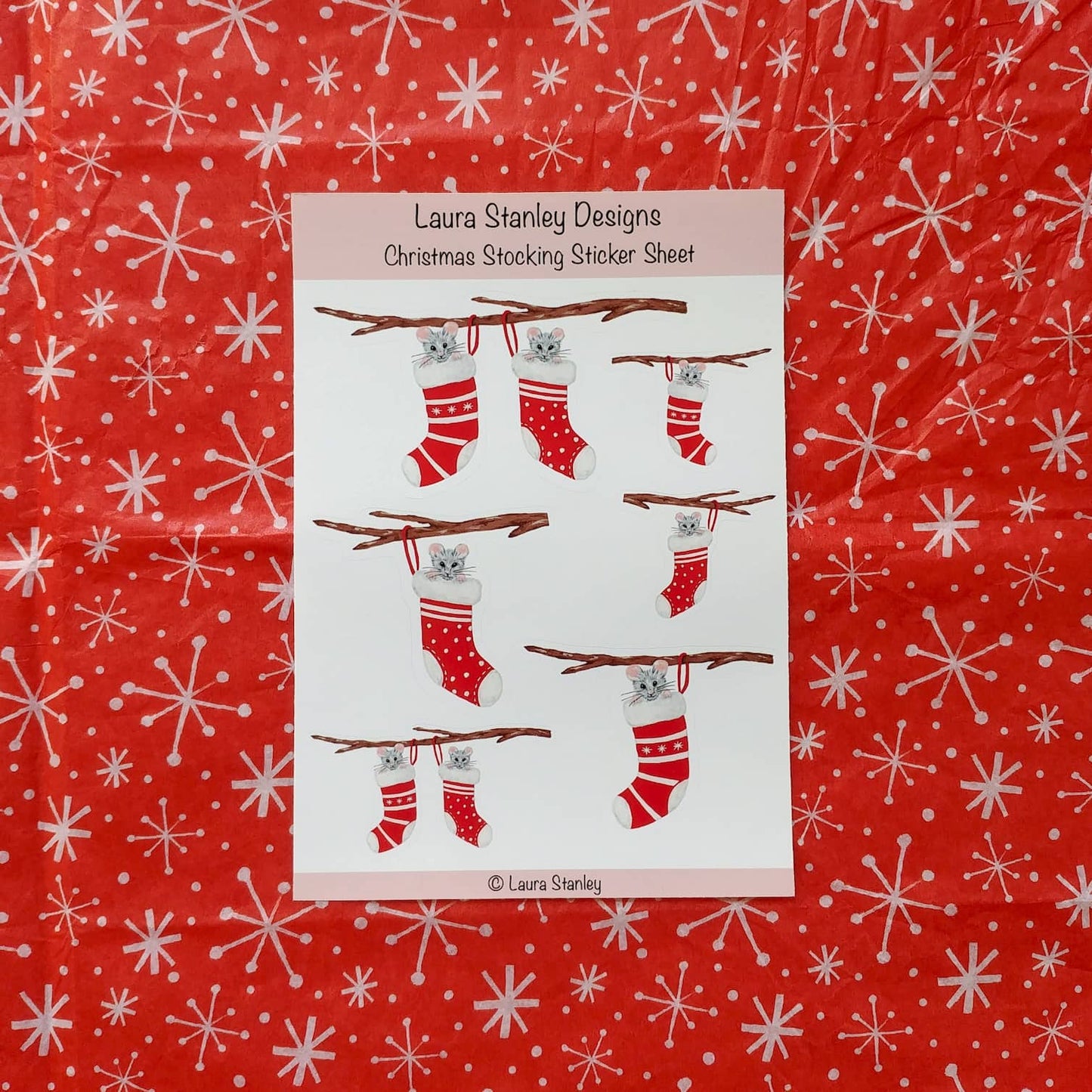 Mice Christmas Stocking Sticker Sheet