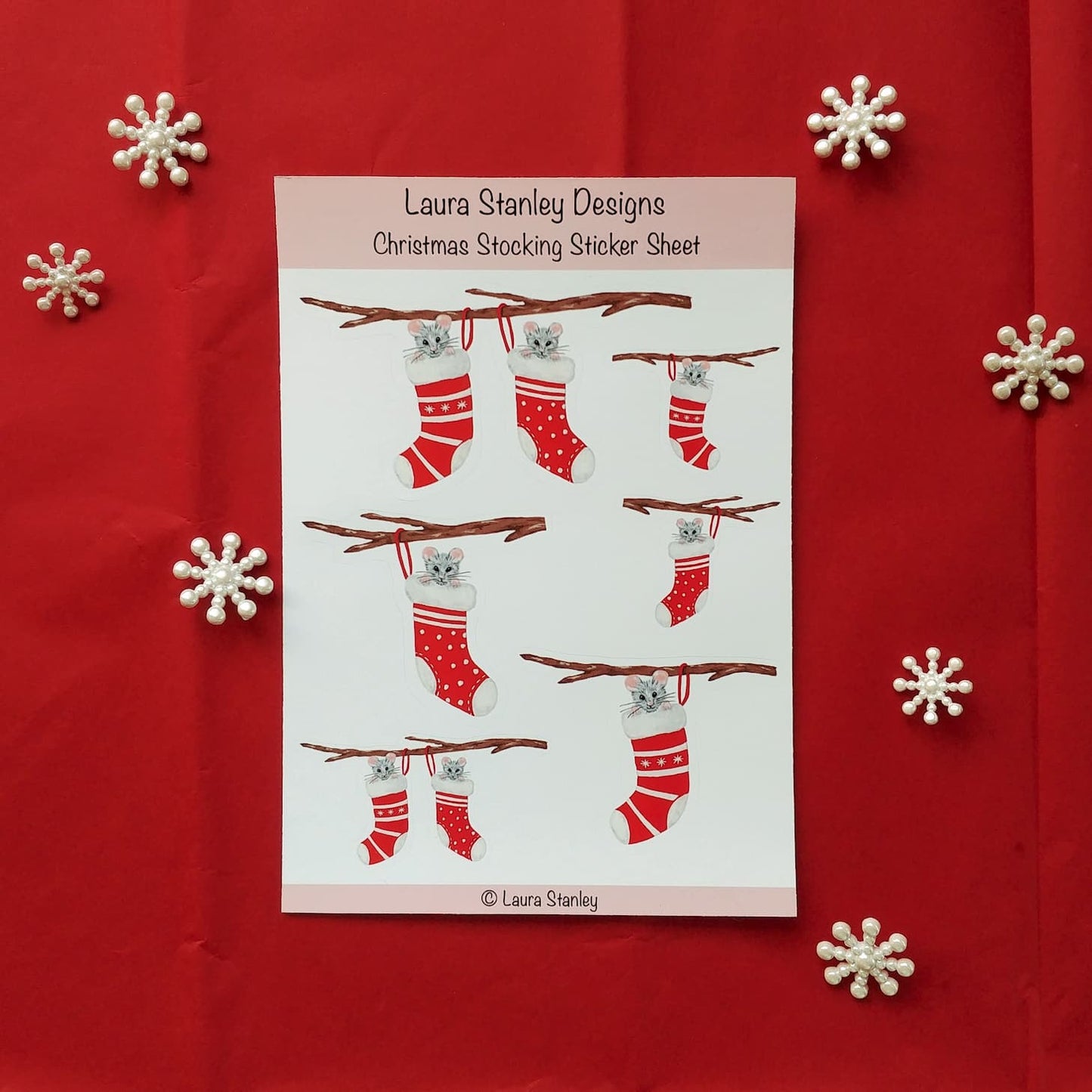 Mice Christmas Stocking Sticker Sheet