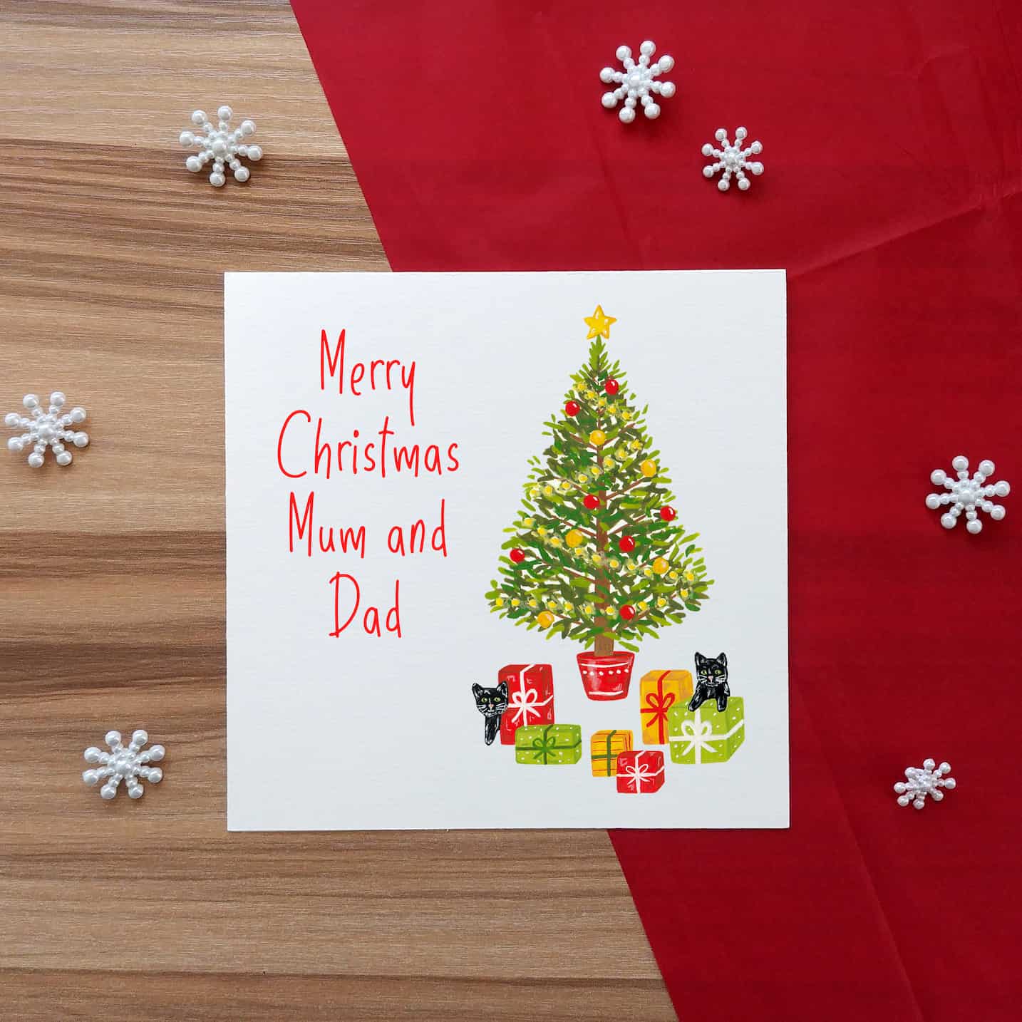 Cat's Christmas Tree Card