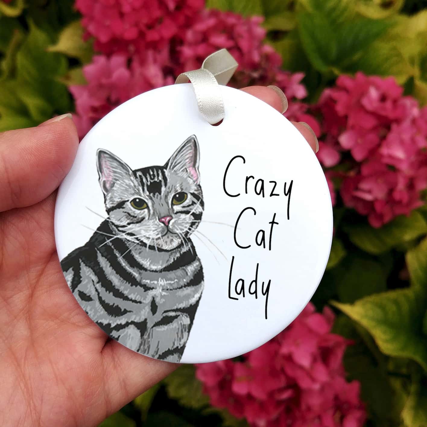 Crazy Cat Lady Ceramic Hanging Ornament | Cat Keepsake | Cat Lover Gift