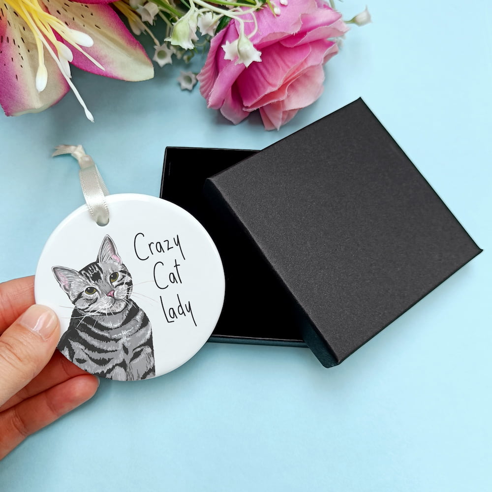 Crazy Cat Lady Ceramic Hanging Ornament | Cat Keepsake | Cat Lover Gift