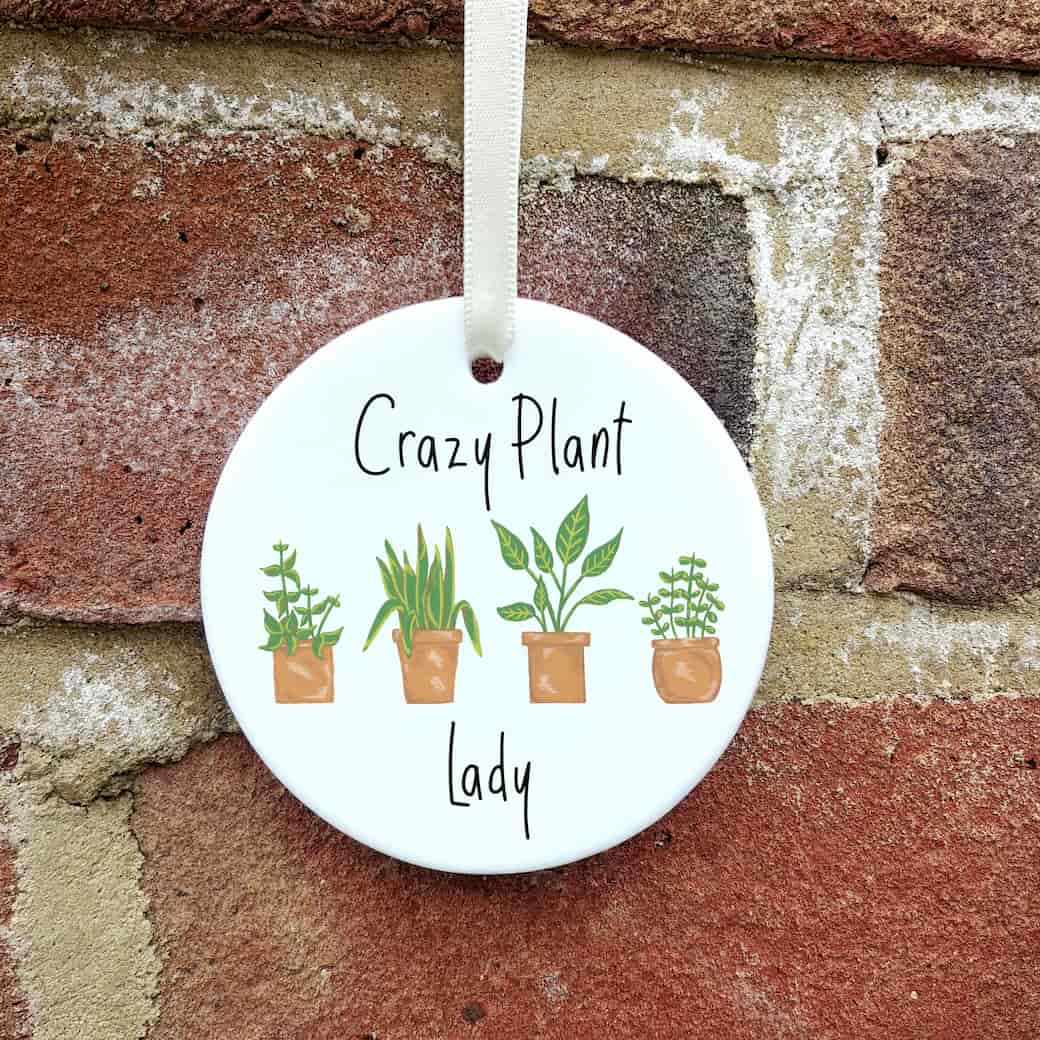 Crazy Plant Lady Ceramic Hanging Ornament | Potted Plants Keepsake