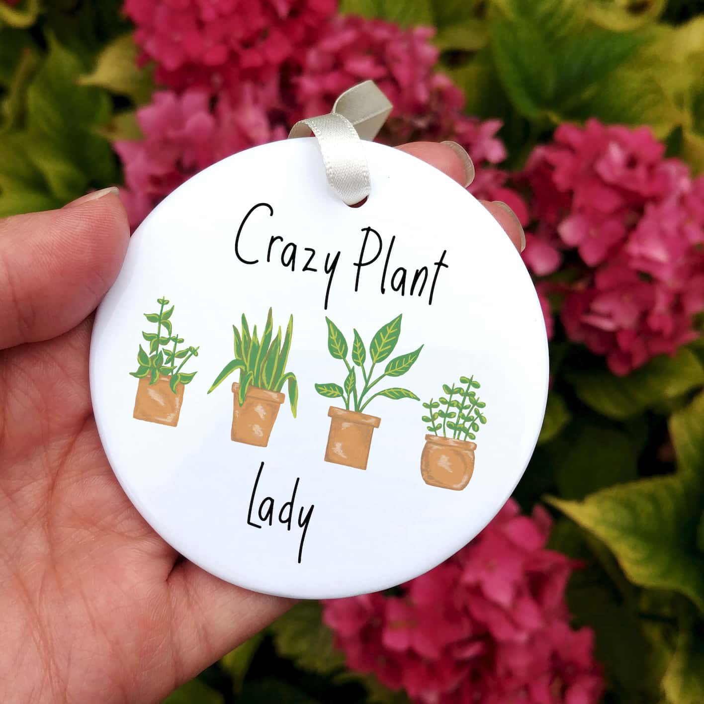 Crazy Plant Lady Ceramic Hanging Ornament | Potted Plants Keepsake