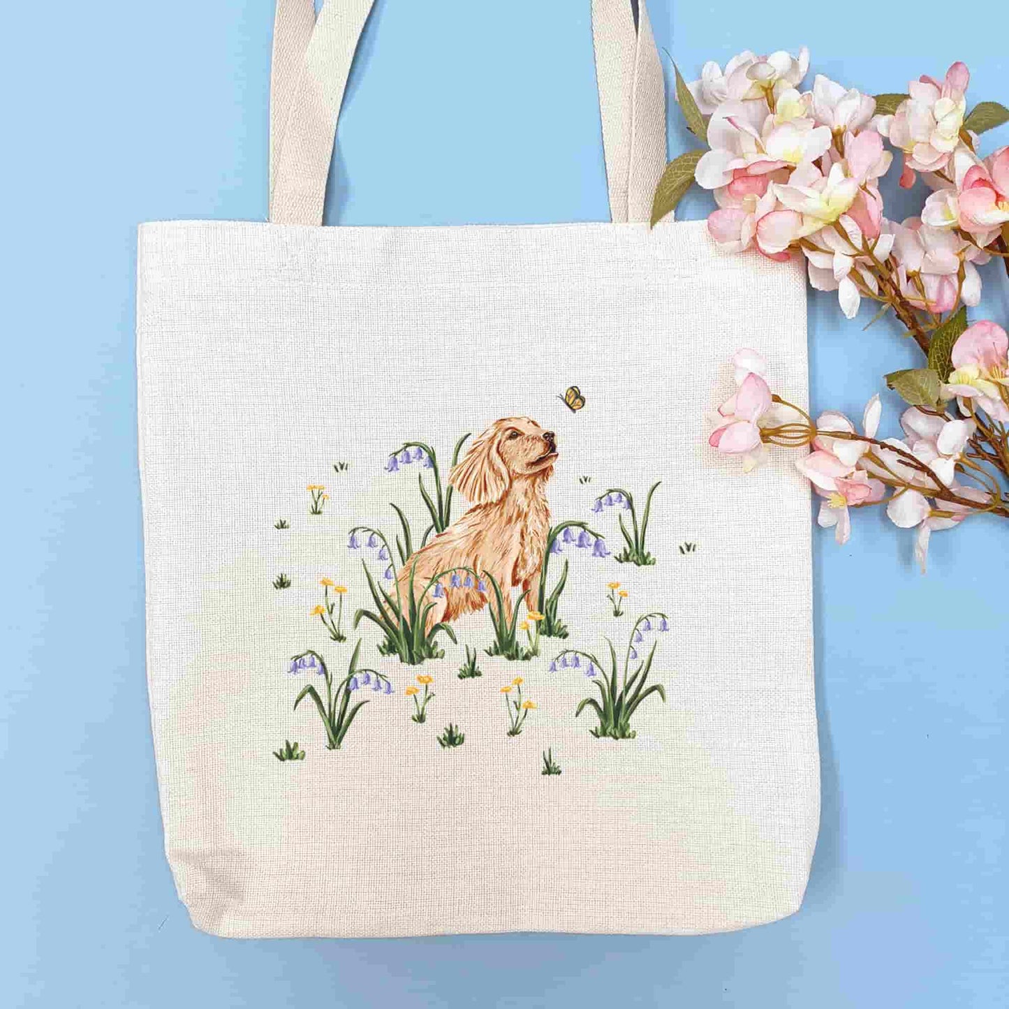 Dog and Butterfly Tote Bag | Cocker Spaniel Bag