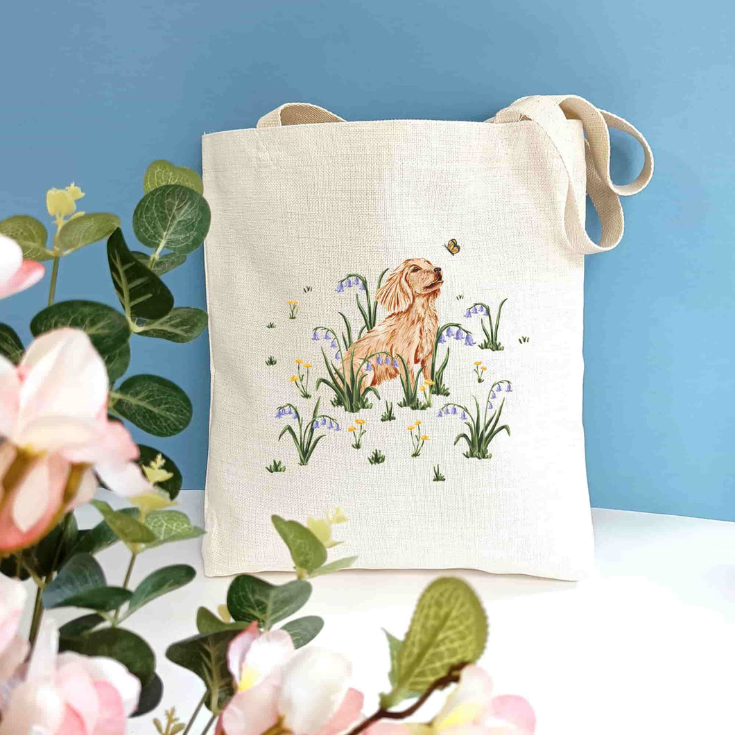 Dog and Butterfly Tote Bag | Cocker Spaniel Bag