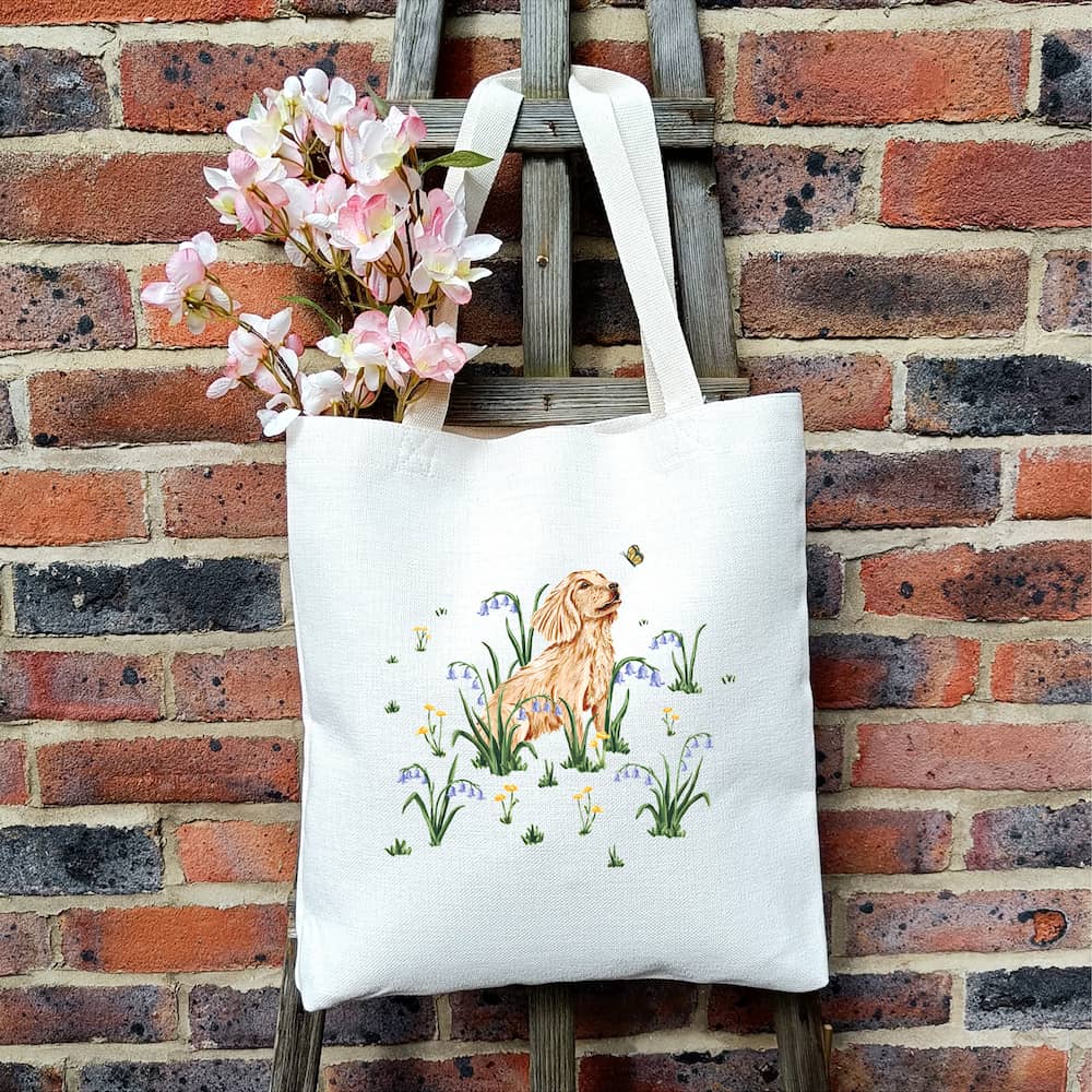 Dog and Butterfly Tote Bag | Cocker Spaniel Bag