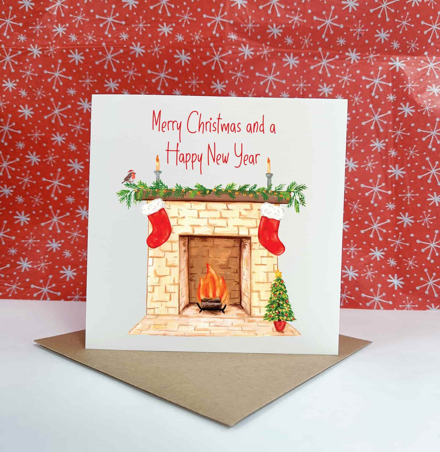 Christmas Fireplace Greetings Card